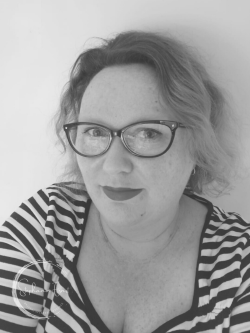 Black and white photo of Stephanie Ernst