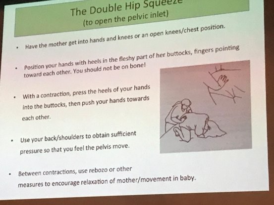 Slide showing how to perform the Double Hip Squeeze