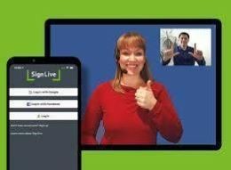 Image from SignLive website of woman signing on a tablet screen