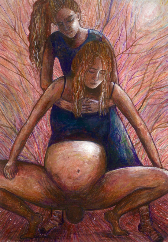 A birth painting by Sophie Jenna