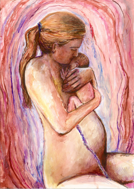 A birth painting by Sophie Jenna